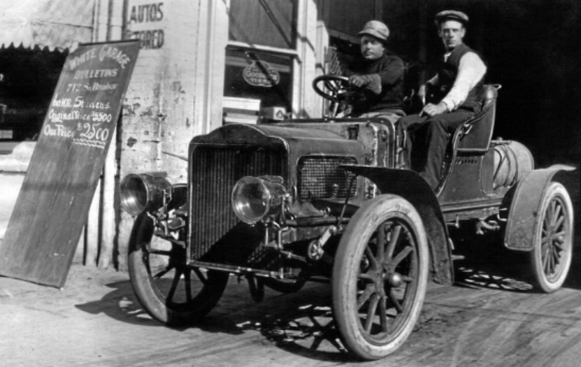 history of auto theft started in LA with a white steam car